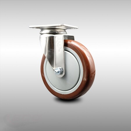 Service Caster 5 Inch 316SS Maroon Polyurethane Wheel Swivel Top Plate Caster SCC-SS31620S514-PPUB-MRN